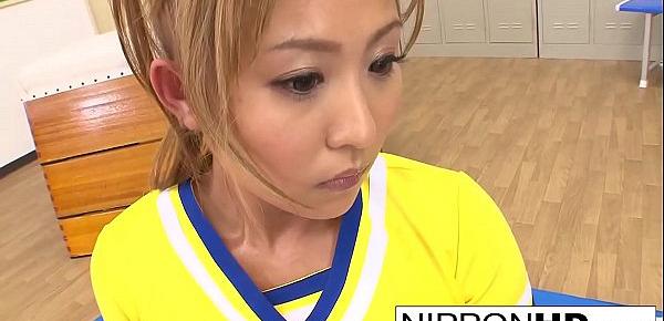  Gangbanged Asian cheerleader gets covered in cum